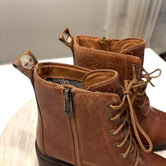Women's Timberland Sienna High Embossed Brown Leather Waterproof Boots US Size 8 - Picture 12 of 12